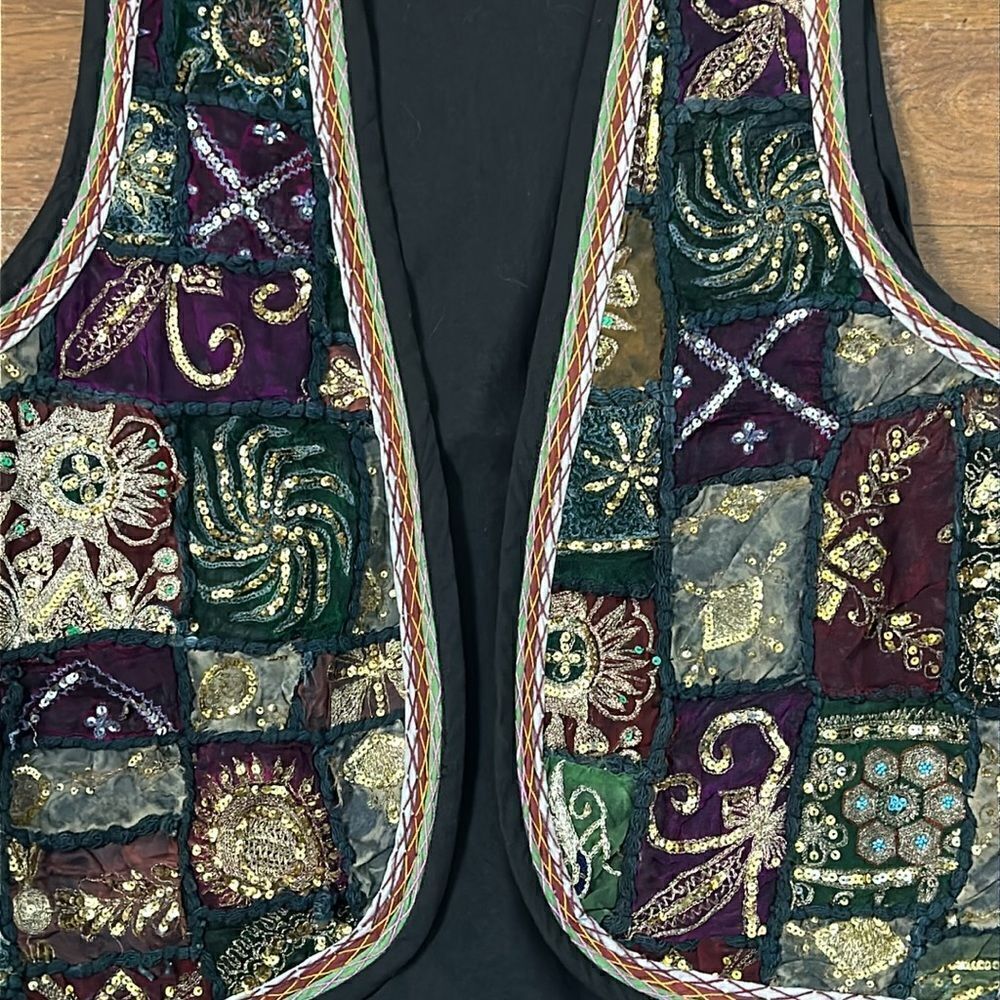 Beautiful Carla Freeman Sequins Patchwork Vest Si… - image 2